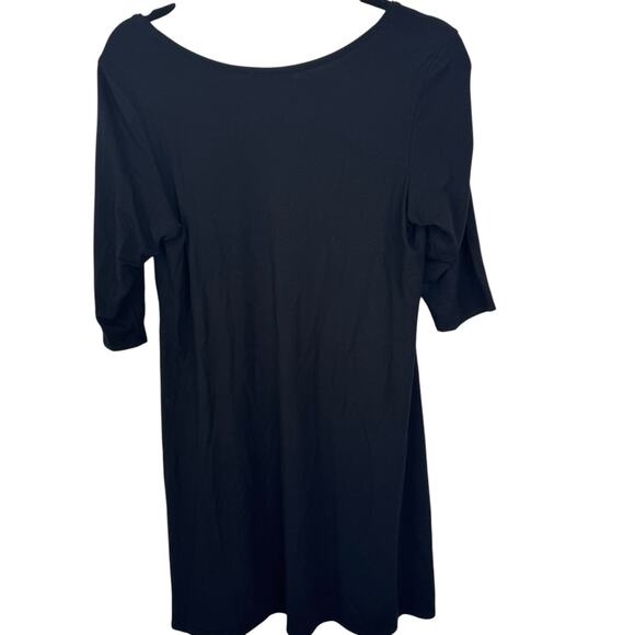 Eileen Fisher Tunic Top 3/4 Sleeve Round Neck Pullover Black Stretch Size Medium - Picture 4 of 7